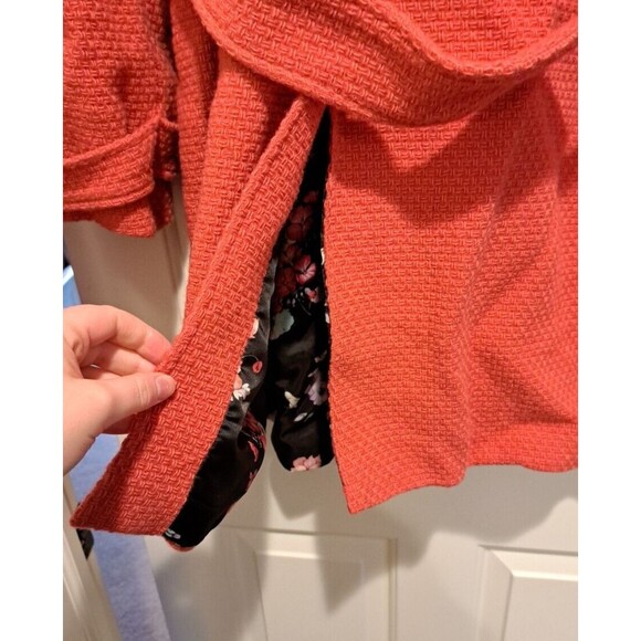 Marvin Richards Vintage Long Boucle Tweed Wool Car Coat Size M Pink Lined - Picture 6 of 15